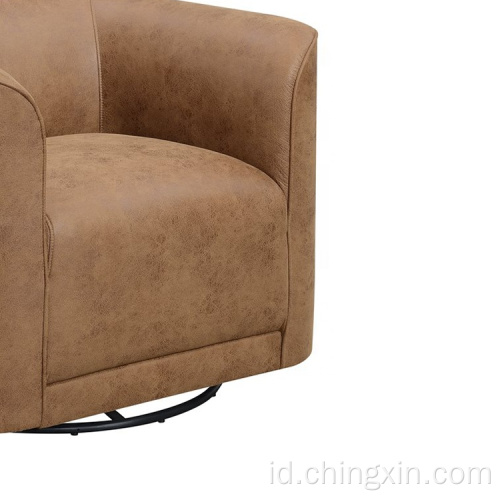 Round Barrel Chairs Putar Glider Dalam Kain Accent Kain Abu-abu